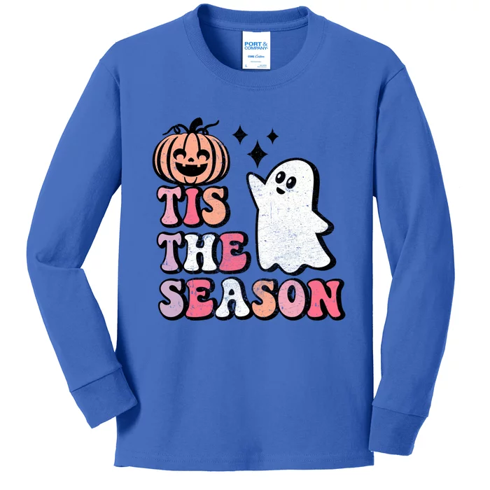 Tis The Season Cute Halloween Retro Ghost Gift Kids Long Sleeve Shirt