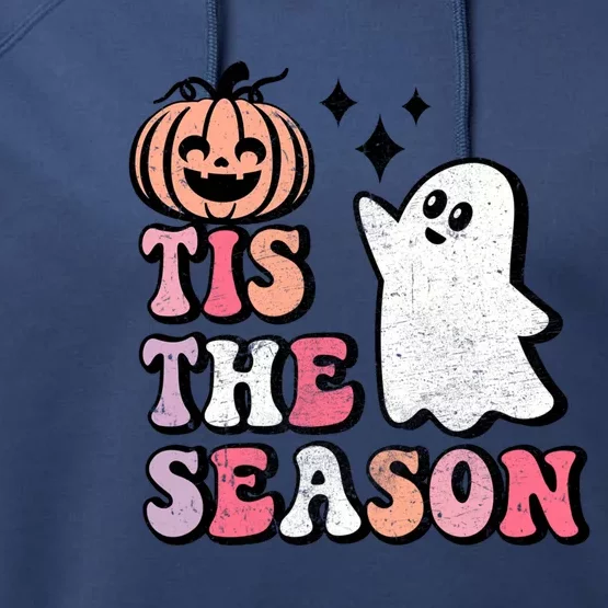 Tis The Season Cute Halloween Retro Ghost Gift Performance Fleece Hoodie