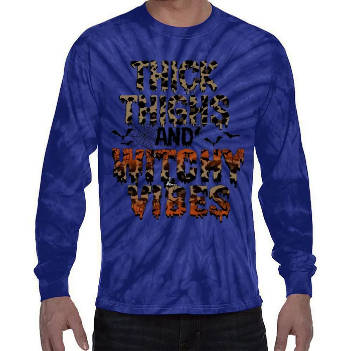 Thick Thighs Spooky Vibes Halloween Costume Tie-Dye Long Sleeve Shirt