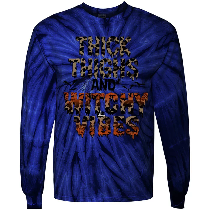 Thick Thighs Spooky Vibes Halloween Costume Tie-Dye Long Sleeve Shirt