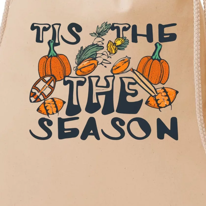 TIS THE SEASON FALL FOOTBALL THANKSGIVING PUMPKIN SPICE Drawstring Bag