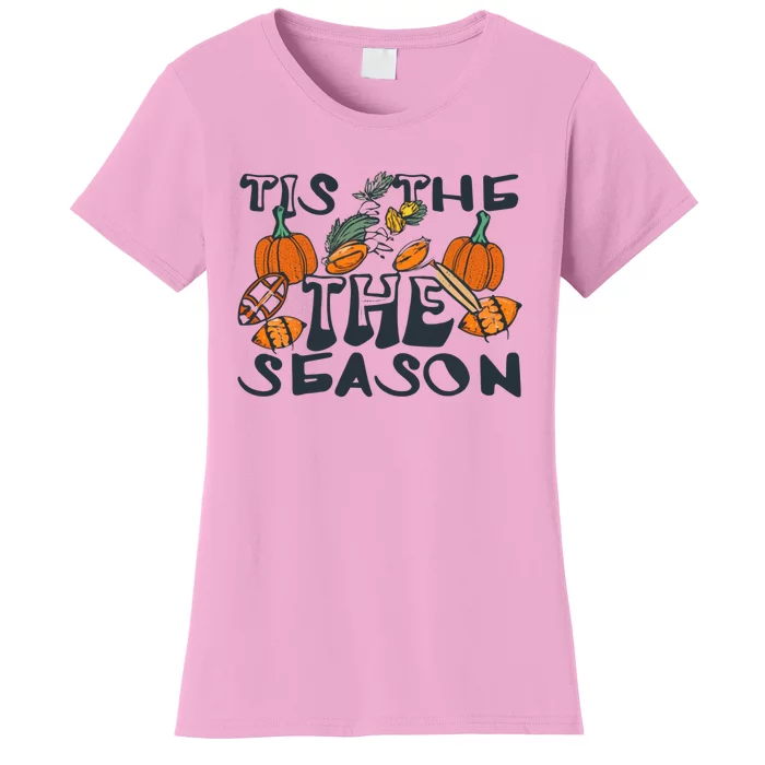 TIS THE SEASON FALL FOOTBALL THANKSGIVING PUMPKIN SPICE Women's T-Shirt