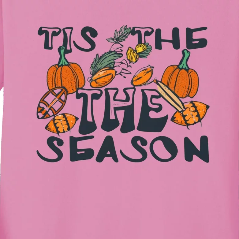 TIS THE SEASON FALL FOOTBALL THANKSGIVING PUMPKIN SPICE Kids Long Sleeve Shirt