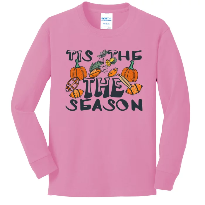 TIS THE SEASON FALL FOOTBALL THANKSGIVING PUMPKIN SPICE Kids Long Sleeve Shirt