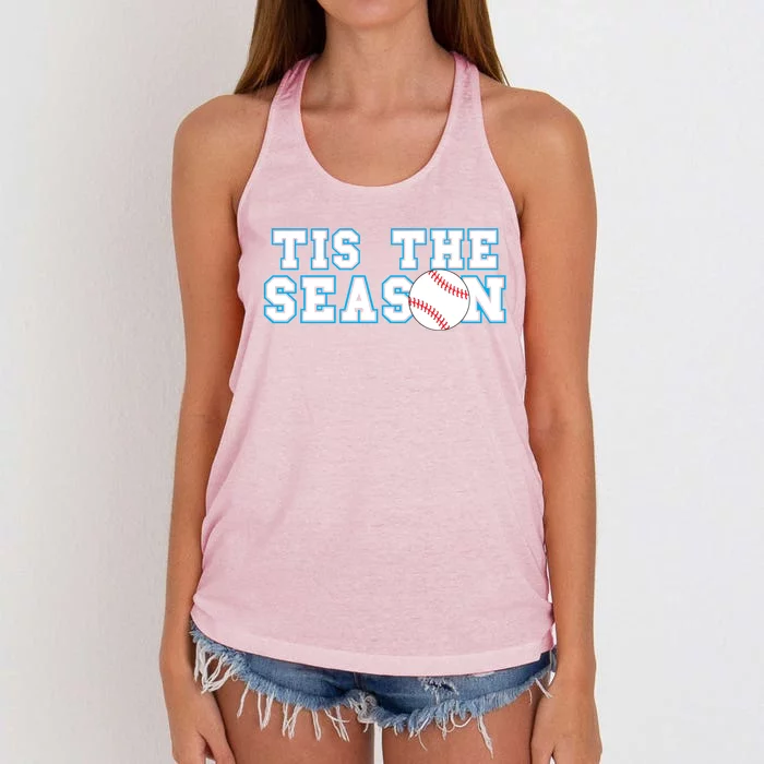 Tis The Season Softball And Baseball Player Gift Women's Knotted Racerback Tank