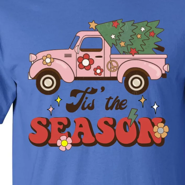 Tis The Season Groovy Vibes Truck Family Christmas Tree Xmas Cool Gift Tall T-Shirt