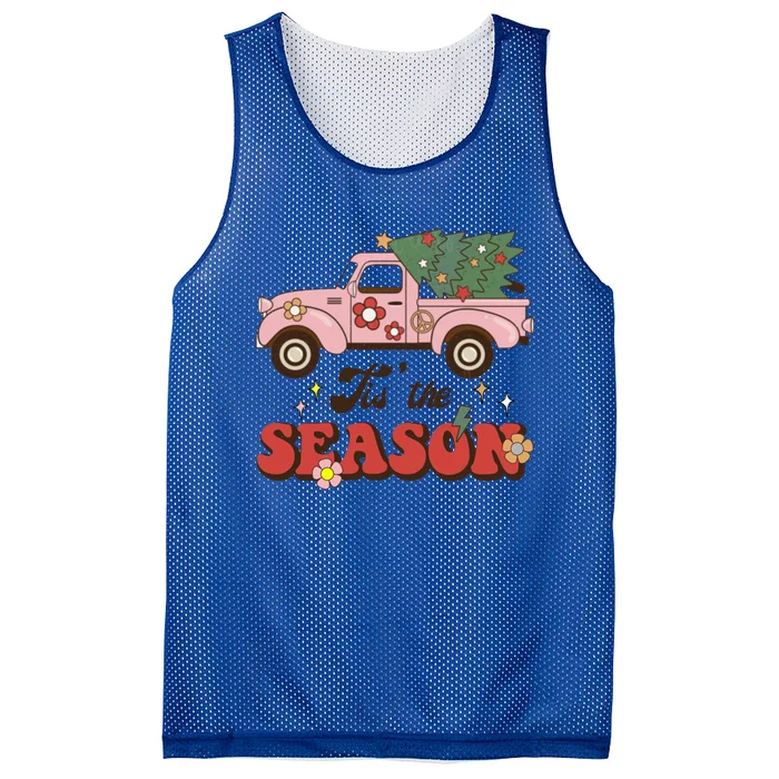 Tis The Season Groovy Vibes Truck Family Christmas Tree Xmas Cool Gift Mesh Reversible Basketball Jersey Tank