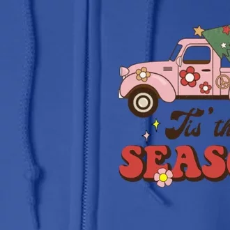 Tis The Season Groovy Vibes Truck Family Christmas Tree Xmas Cool Gift Full Zip Hoodie