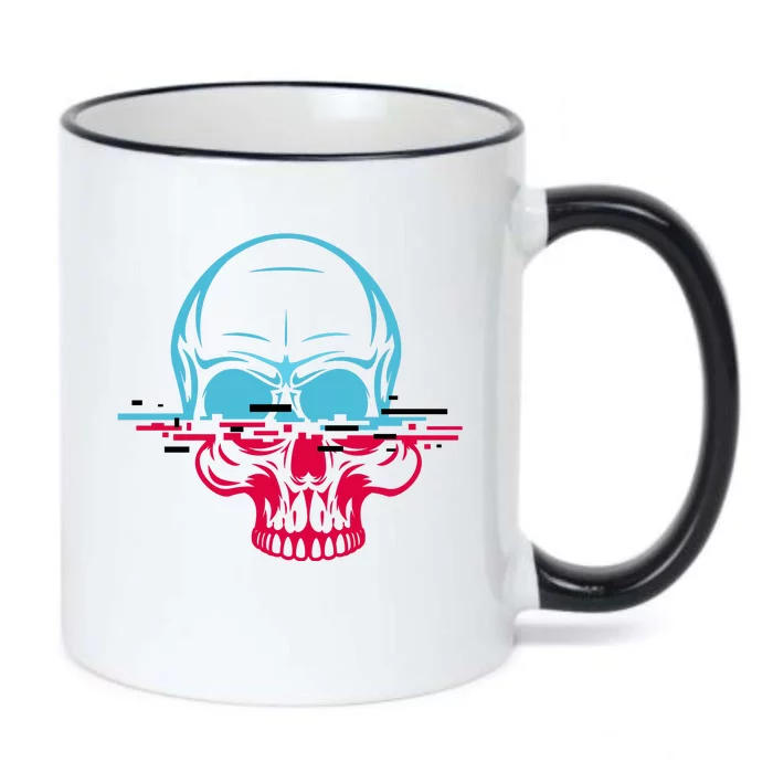 Two Tone Skull With Distortion Black Color Changing Mug