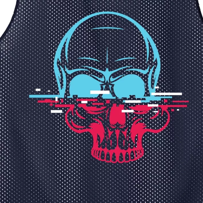 Two Tone Skull With Distortion Mesh Reversible Basketball Jersey Tank