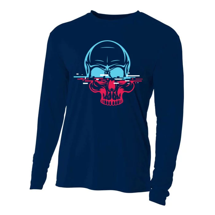 Two Tone Skull With Distortion Cooling Performance Long Sleeve Crew