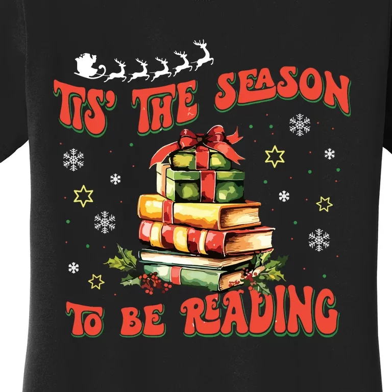 Tis The Season To Be Reading Librarian Christmas Tree Women's T-Shirt