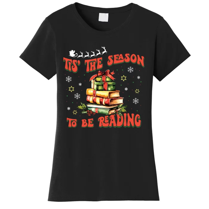 Tis The Season To Be Reading Librarian Christmas Tree Women's T-Shirt