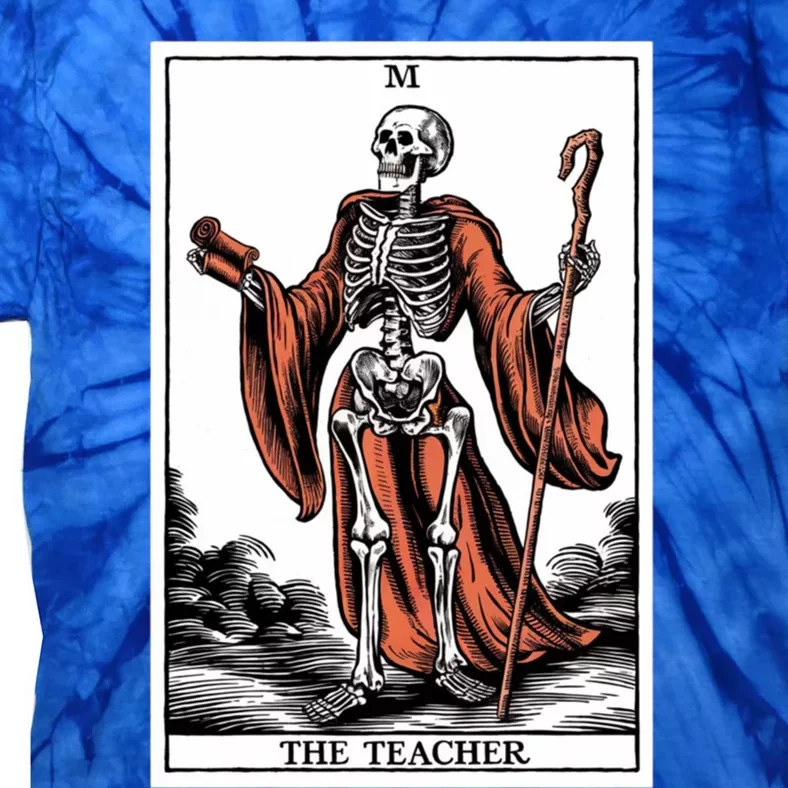 The Teacher Skeleton Tarot Card Gift Tie-Dye T-Shirt