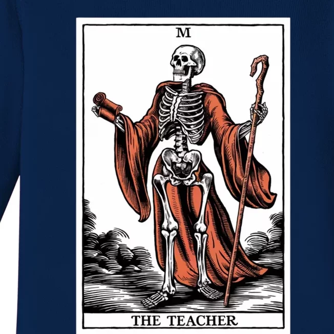 The Teacher Skeleton Tarot Card Gift Baby Long Sleeve Bodysuit