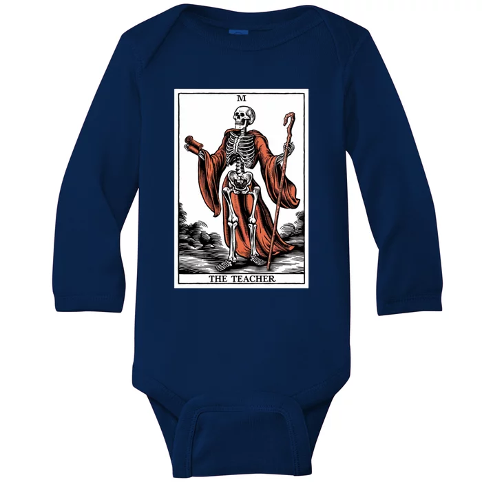 The Teacher Skeleton Tarot Card Gift Baby Long Sleeve Bodysuit