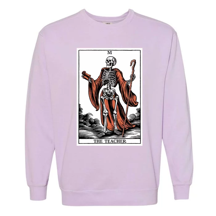 The Teacher Skeleton Tarot Card Gift Garment-Dyed Sweatshirt