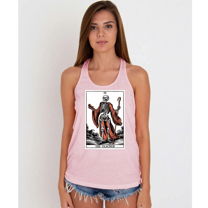 The Teacher Skeleton Tarot Card Gift Women's Knotted Racerback Tank