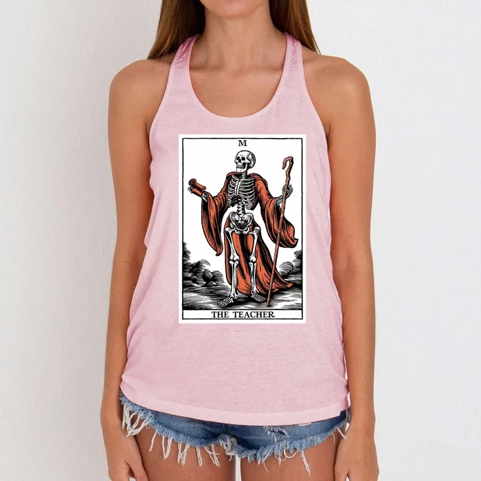 The Teacher Skeleton Tarot Card Gift Women's Knotted Racerback Tank