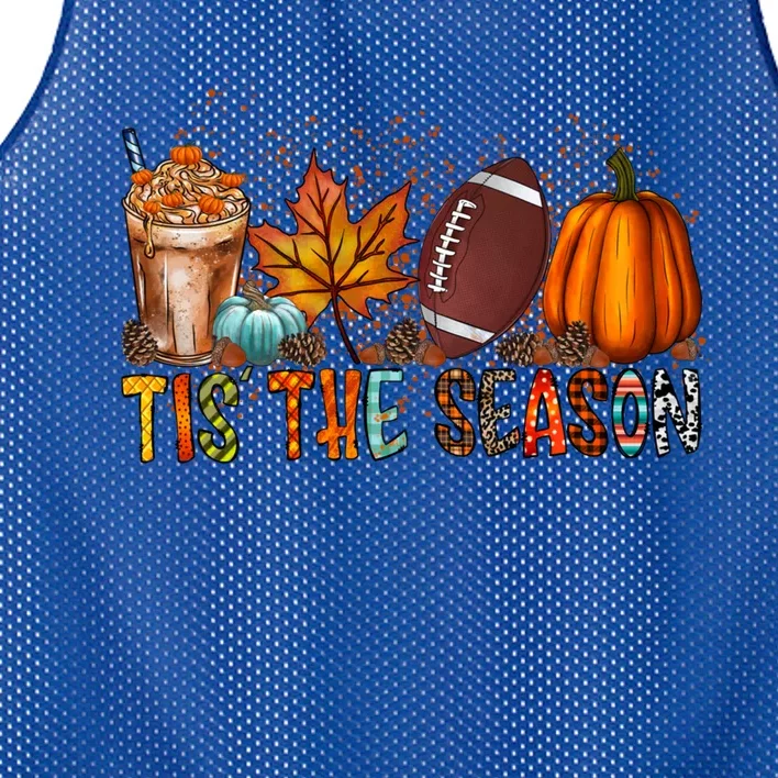 Tis The Season Football Season Game Day Fall Pumpkin Spice Gift Mesh Reversible Basketball Jersey Tank