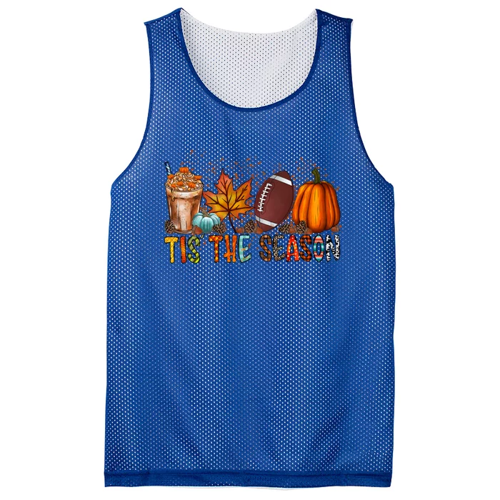 Tis The Season Football Season Game Day Fall Pumpkin Spice Gift Mesh Reversible Basketball Jersey Tank