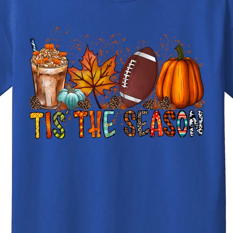 Tis The Season Football Season Game Day Fall Pumpkin Spice Gift Kids T-Shirt