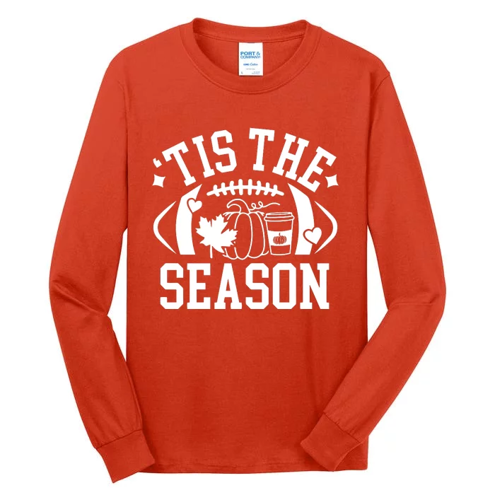 Tis The Season Football Fall Pumpkin Latte Tall Long Sleeve T-Shirt