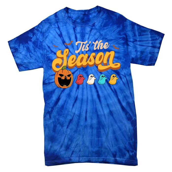 Tis The Season Halloween Evil Pumpkin Eating Ghost Gift Tie-Dye T-Shirt