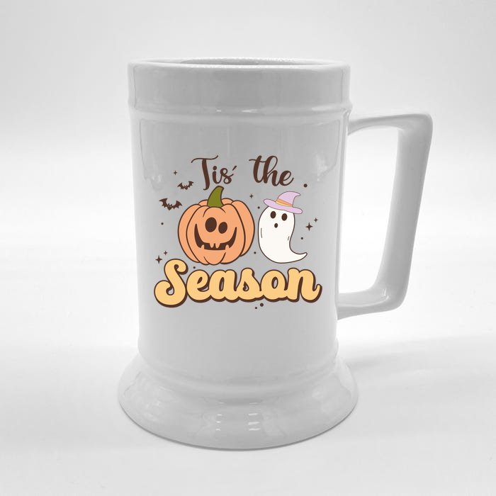 Tis The Season Pumpkin Ghost Funny Halloween Gift Front & Back Beer Stein