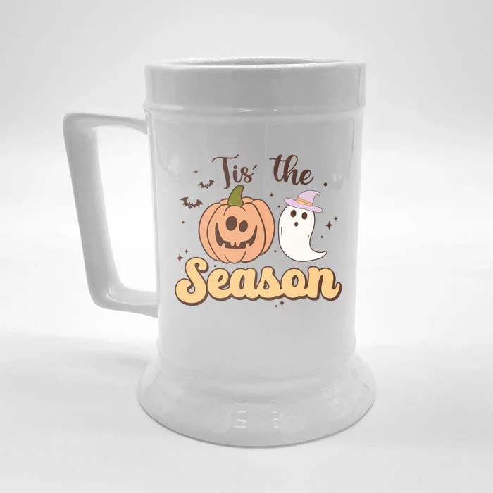 Tis The Season Pumpkin Ghost Funny Halloween Gift Front & Back Beer Stein