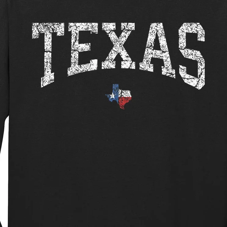 Texas Texas State Map Flag Distressed Tall Long Sleeve T-Shirt