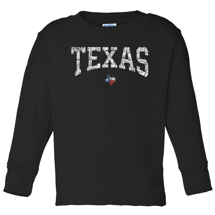 Texas Texas State Map Flag Distressed Toddler Long Sleeve Shirt