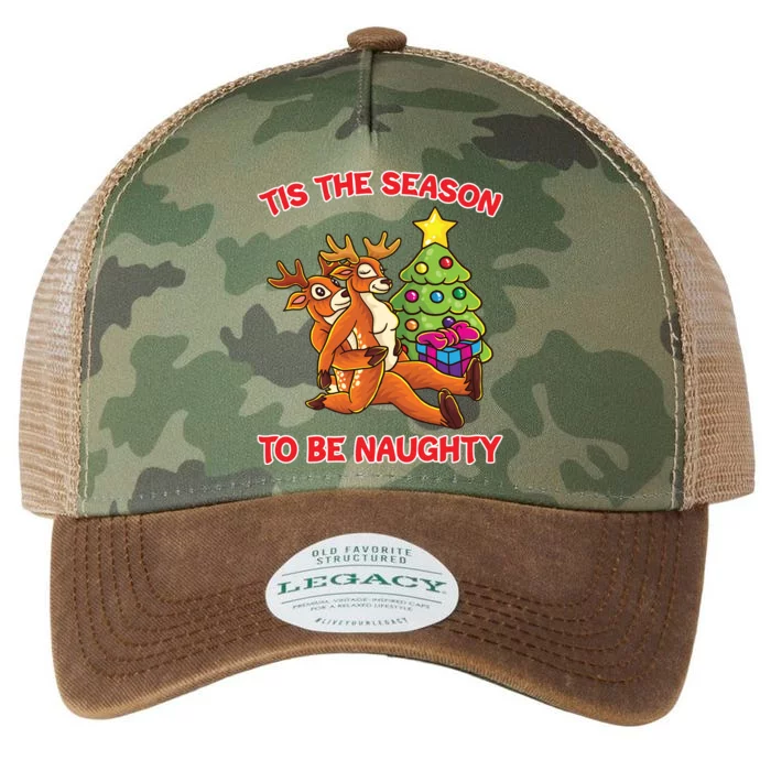 Tis The Season To Be Naughty Humping Reindeer Love Couple Gift Legacy Tie Dye Trucker Hat