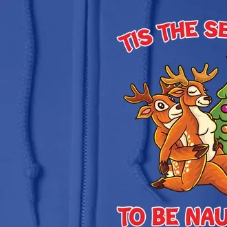 Tis The Season To Be Naughty Humping Reindeer Love Couple Gift Full Zip Hoodie