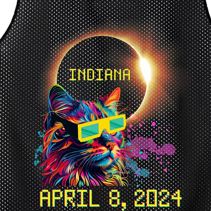 Totality Total Solar Eclipse Cat April 8 2024 Indiana Mesh Reversible Basketball Jersey Tank