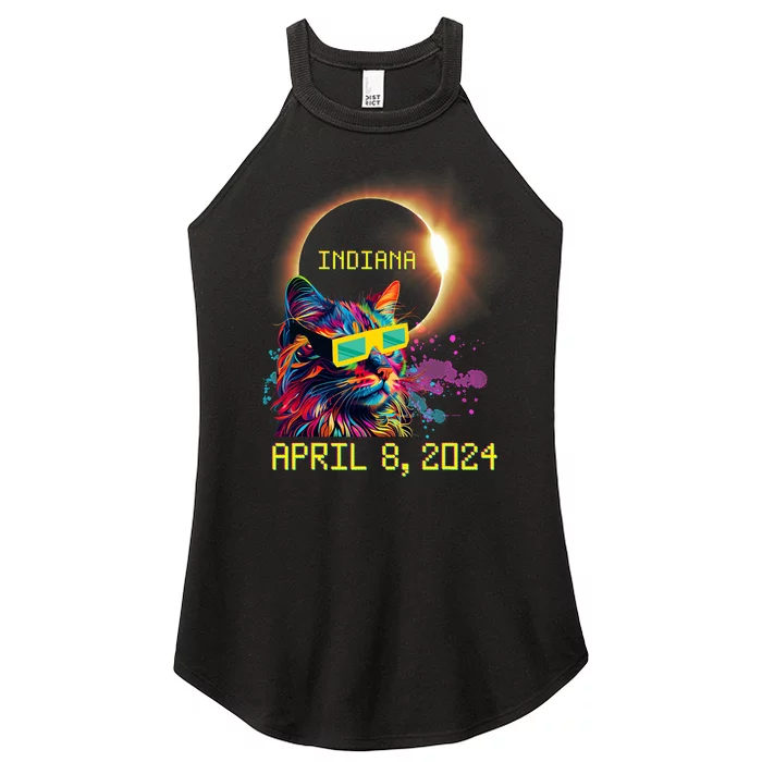 Totality Total Solar Eclipse Cat April 8 2024 Indiana Women’s Perfect Tri Rocker Tank