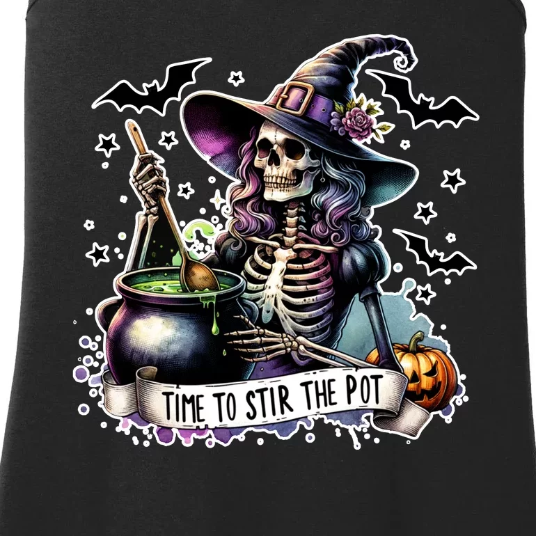 Time To Stir The Pot Witch Halloween Ladies Essential Tank