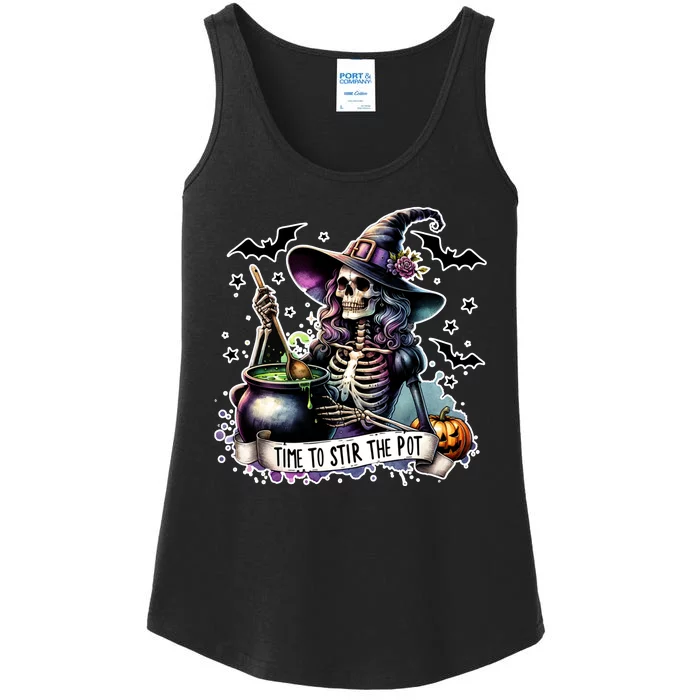 Time To Stir The Pot Witch Halloween Ladies Essential Tank