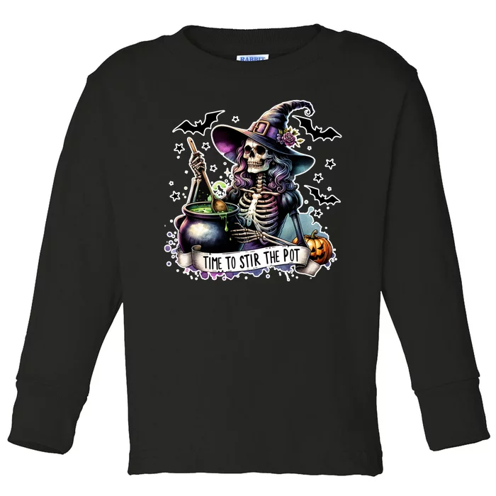 Time To Stir The Pot Witch Halloween Toddler Long Sleeve Shirt