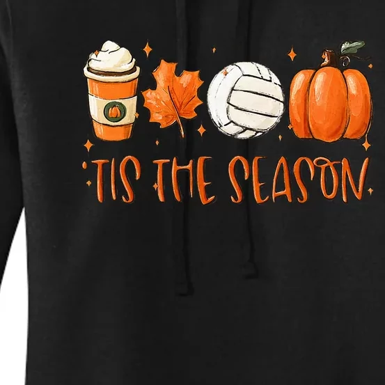 Tis The Season Latte Pumpkin Fall Thanksgiving Volleyball Women's Pullover Hoodie