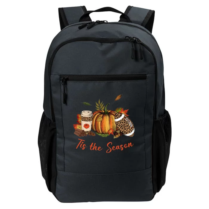 Tis The Season Leopard Pumpkin Football Fall A Daily Commute Backpack