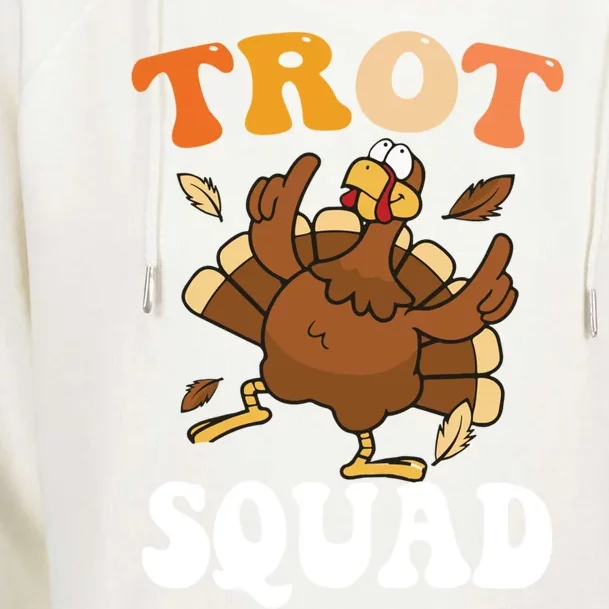 Turkey Trot Squad Funny Thanksgiving Fall Turkey Face Cool Gift Womens Funnel Neck Pullover Hood