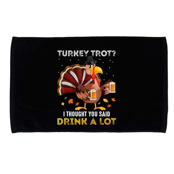 Turkey Trot Squad Running Drinking Matching Thanksgiving Microfiber Hand Towel