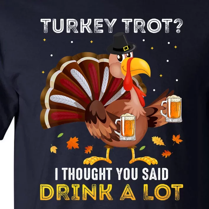 Turkey Trot Squad Running Drinking Matching Thanksgiving Tall T-Shirt