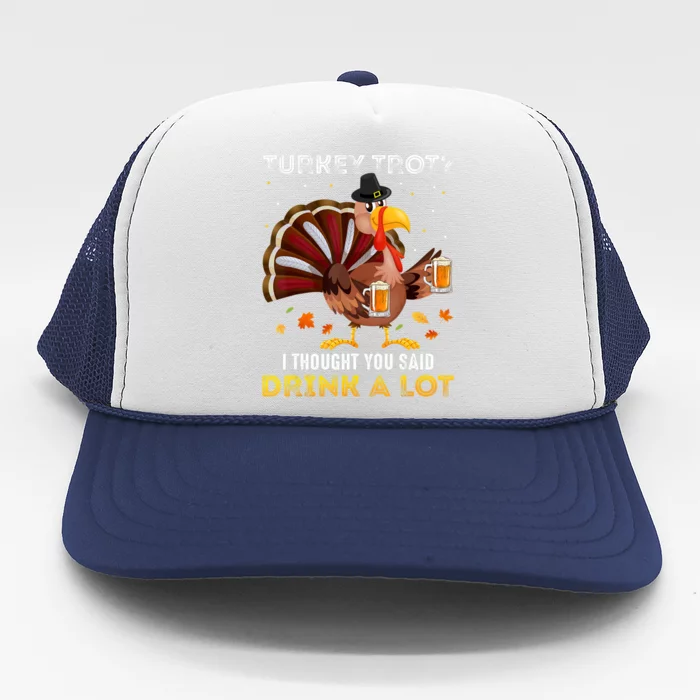 Turkey Trot Squad Running Drinking Matching Thanksgiving Trucker Hat