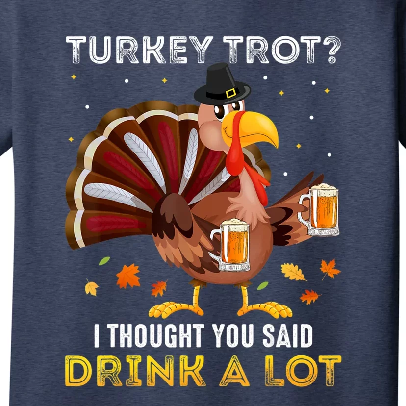 Turkey Trot Squad Running Drinking Matching Thanksgiving T-Shirt