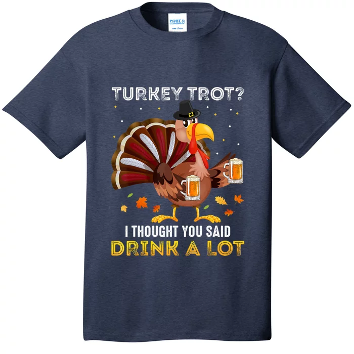 Turkey Trot Squad Running Drinking Matching Thanksgiving T-Shirt