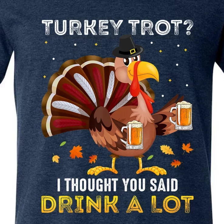 Turkey Trot Squad Running Drinking Matching Thanksgiving V-Neck T-Shirt