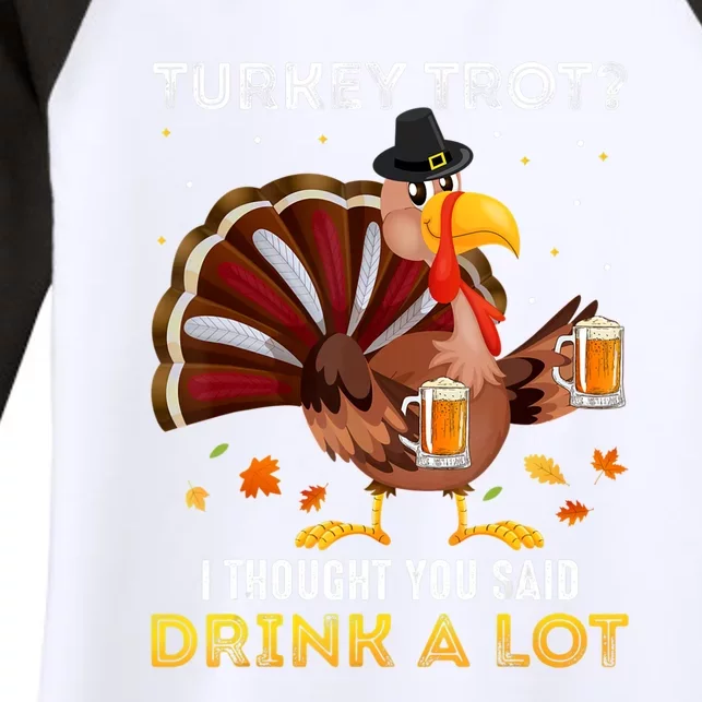 Turkey Trot Squad Running Drinking Matching Thanksgiving Women's Tri-Blend 3/4-Sleeve Raglan Shirt