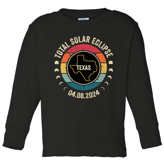 Texas Total Solar Eclipse 2024 American Totality April 8 Toddler Long Sleeve Shirt